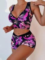 Conjunto de bikini de cintura alta para mujer, traje de baño sexy con estampado floral, traje de baño de playa, 2023 - details 5