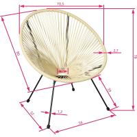 Juego de Sillas de Jardín Exterior Estilo Acapulco Resistente a la Intemperie, Polietileno para Cintas y Patas, Hasta 120kg Negro - details 10