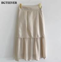 BGTEEVER Chic Elegant High Waist Ladies Solid Mermaid Skirts Spring Summer Fashion Ladies Slim Package Hip Mid-Length Skirts - details 23