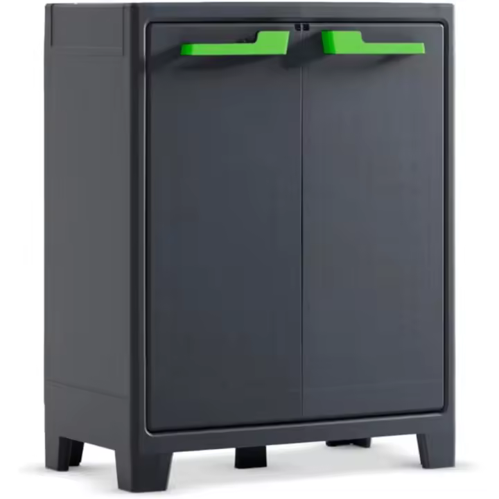 Armario de Resina Impermeable 2 Puertas, 2 Baldas Tamaño 100 x 80 x 44 cm Gris/Antracita - 1