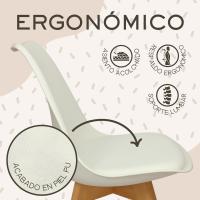 Sillas de Comedor Nórdicas con Respaldo Ergonómico |   Sillas de Cocina con Madera de Haya Maciza con Tela Anti Manchas de Polipiel (2, Gris) - details 8