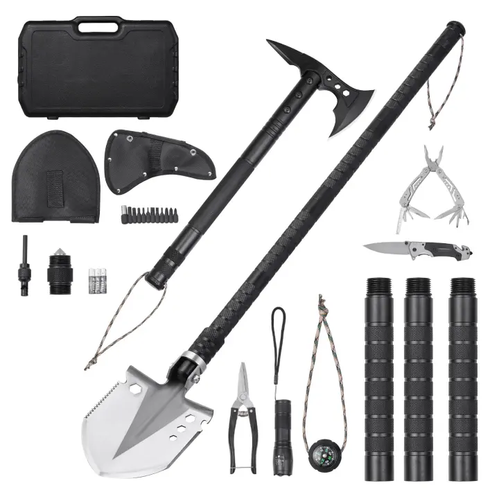 SucceBuy Juego de hacha y pala de supervivencia: esencial para acampar 28 en 1 para aventuras al aire libre - 1