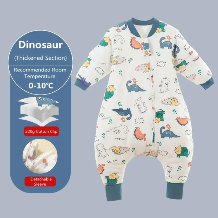 Saco de dormir de dibujos animados para bebés, saco de dormir grueso de dos patas con Mangas desmontables para niños y niñas, para Otoño e Invierno - 1