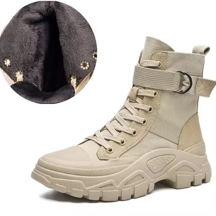 Nuevas botas de locomotora de celebridades de Internet de tres colores, delgadas, transpirables, bonitas, tendencia de aumento, botas cortas - 1