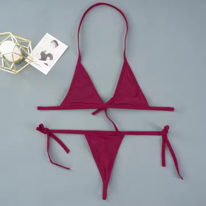 Conjuntos de mini sujetador sexy sin aros, conjunto de sujetador sin forro de malla ultrafina, conjunto de bragas negro transparente de 2 piezas con cuello Halter, conjuntos de lencería exótica para mujer - 1