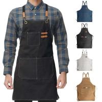 Delantal de Lona para el Hogar a Prueba de Aceite Limpiador de Manos, Cocina, Uso para Hombres y Mujeres, Delantal de Café a la Moda con Bolsillos para Herramientas - details 0
