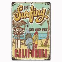 Cartel de fiesta en la playa Vintage, carteles de hojalata, surfear, California, Hawaii, placa de Metal, decoración de pared del hogar, decoración de la habitación - details 14