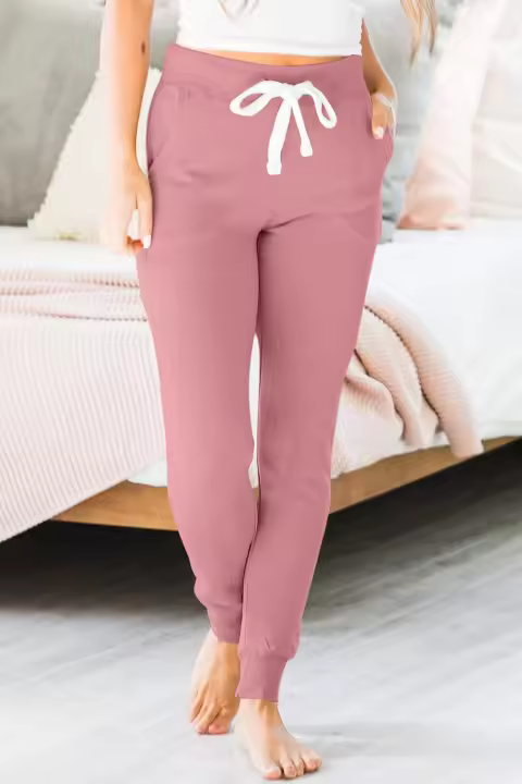 Elrachen Pantalones deportivos fucsia con bolsillos y cordón en la cintura para mujer, fucsia, tallas S-2XL - 1
