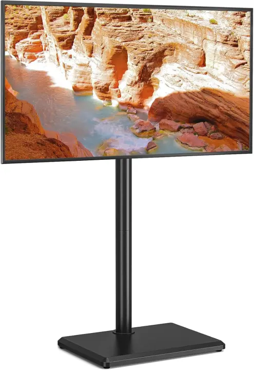 Piso para TV para televisores de 32 a 55 pulgadas Soporte de TV Alto con patas de soporte, soporte de TV esquinero delgado, ajustable en altura, giratorio, MAX VESA 400x400mm hasta 40kg - 1