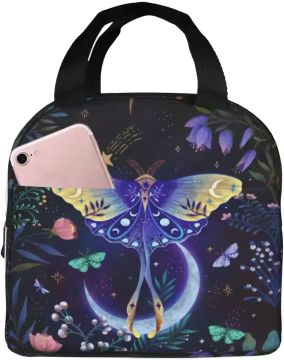 Bolsa de Almuerzo Aislada de Luna y Mariposas Bolsa de Almuerzo Fresca para Mujeres y Hombres - 1
