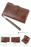 Retro cuero de vaca RFID cepillo antirrobo billetera masculina bolsa de cremallera masculina larga - details 10