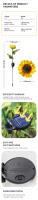 Lámpara Solar de jardín para exteriores, simulación de girasol, césped, paisaje nocturno, decoración del hogar, luz de flores - details 1