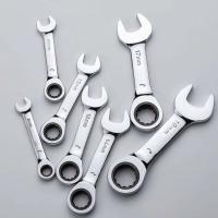 Llave combinada de trinquete corto de acero CR-V, Mini llave Reversible de flor de ciruelo de 8mm-17mm, llave manual de doble uso - details 5