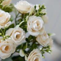 15 cabezas, 5 tenedores, rosa de seda Artificial, pequeños brotes de té, regalos, flores artificiales, álbum de recortes, ramo de novia de boda - details 3