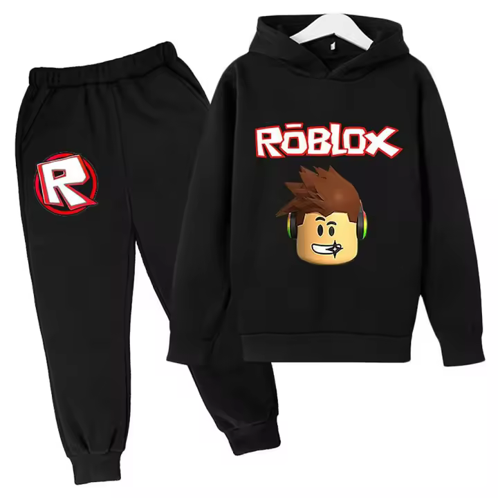 Conjunto de chándal para niños y niñas Roblox Sudadera con capucha de manga larga Sudadera Jersey Pantalones Trajes ZX - 1