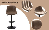 Taburete de Bar, Taburete Giratorio con Respaldo, sillas de Bar Modernas Ajustables, Taburete Alto sin Brazos de Piel sintética para Isla de Cocina, Color Marrón - details 4