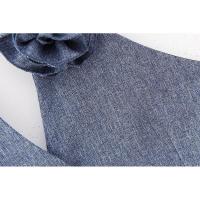 BUNO-Conjunto de 3 piezas para mujer, traje gris sin mangas, chaleco Halter de flores 3D, pantalones de pierna ancha, traje informal con solapa, atuendo elegante para mujer, otoño - details 6