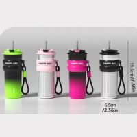 Botella de agua aislada de 500ml, gran capacidad, mantiene el frío y el calor, frasco de preservación de hielo para coche con pajita, termo de vacío a prueba de fugas - details 0