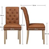 Juego de 2 Sillas de Comedor Silla Acolchada con Respaldo Alto Patas de Madera Silla Tela para Comedor Cocina Color Marrón - details 1