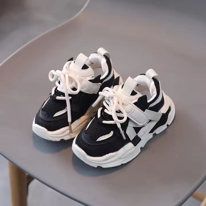 Zapatos deportivos casuales de cuero para niños y niñas, zapatillas de deporte de malla, transpirables, suela suave - 1