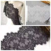 Encaje de Largo 3 METER en Negro y Blanco para Decoración de Ropa y Artesanía. Material de Tela de Malla. Accesorio de Barba y Pestañas No Elástico para DIY y Bodas - details 0