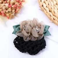 Asistente de vuelo enfermeras personal del banco cristal Crochet estilo coreano tocado flor moño red redecilla mujeres horquilla accesorios para el cabello - details 0