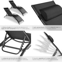 Set de 2 Tumbonas de Jardín Exterior Plegable con Reposacabezas Reclinable en 7 Posiciones - details 22