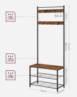 Perchero con Estante para Zapatos, Mueble de Entrada con Banco, 3 en 1, Marco de Acero, para Entrada y Pasillo, 32 x 70 x 177 cm, Estilo Industrial, Marrón Castaño y Negro HSR041B41 - details 33