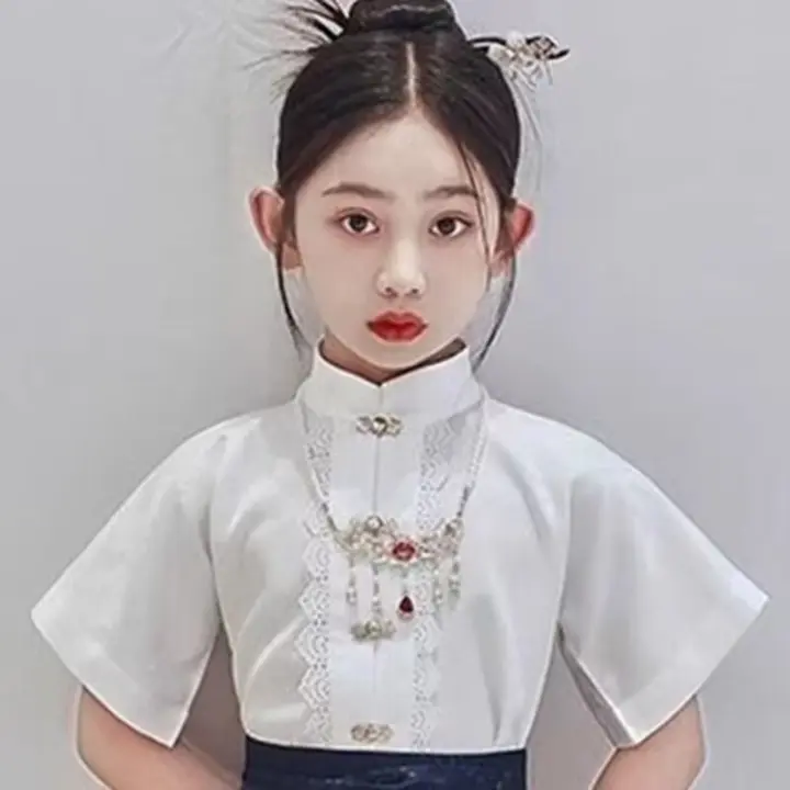 Conjunto de cara de caballo antiguo para niña Hanfu, falda fina de estilo chino para niñas pequeñas, ropa infantil de primavera, traje Tang hecho por Ming - 1