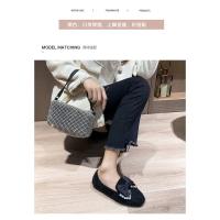 Zapatos planos de piel de visón con lazo de cristal para mujer, mocasines de algodón de felpa cálidos, cuentas de cordones de punta cuadrada, Invierno - details 31