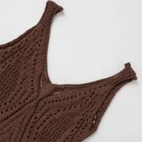 PB & ZA 2025 slim fit jacquard malla tejida con cuello en V tirantes cortos casual simple tops novedad de verano ropa de mujer - details 8