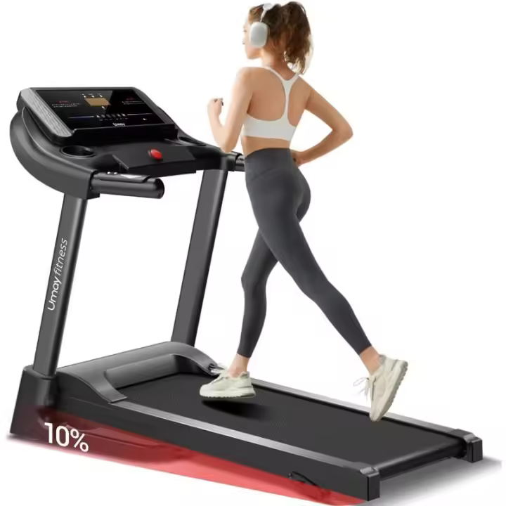 UMAY Fiess Home Cinta de correr inclinada plegable con sensores de pulso, 3.0 HP silencioso sin escobillas, capacidad de 300 libras (negro o gris) - 1