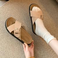 2025 Sandalias de verano para mujer, suela gruesa, plataforma cruzada, chanclas de playa retro, correa única, zapatos casuales - details 36