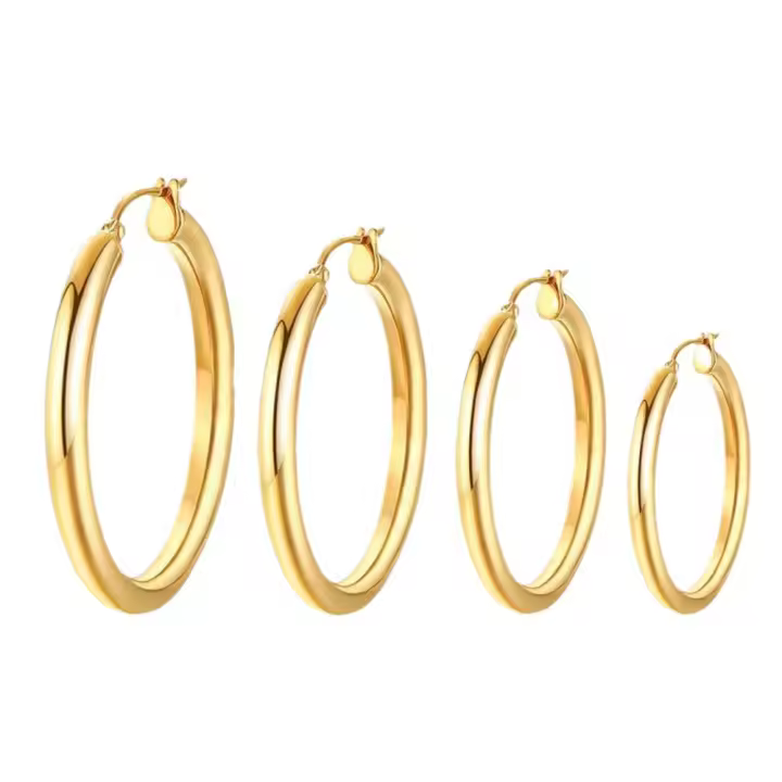 Pendientes de aro chapados en cobre de 18k para mujer, estilo ins, personalidad exagerada, ligeros, de lujo, simples, pendientes de celebridades de Internet para mujer - 1