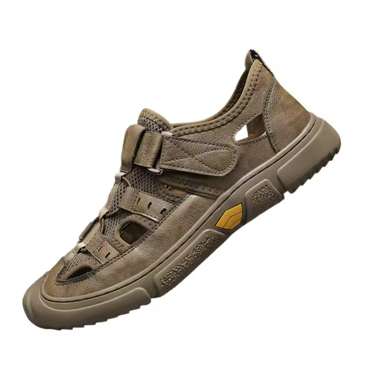 Sandalias de verano para hombre, zapatos de playa transpirables, comodidad en sandalias romanas de cuero para el ocio. - 1