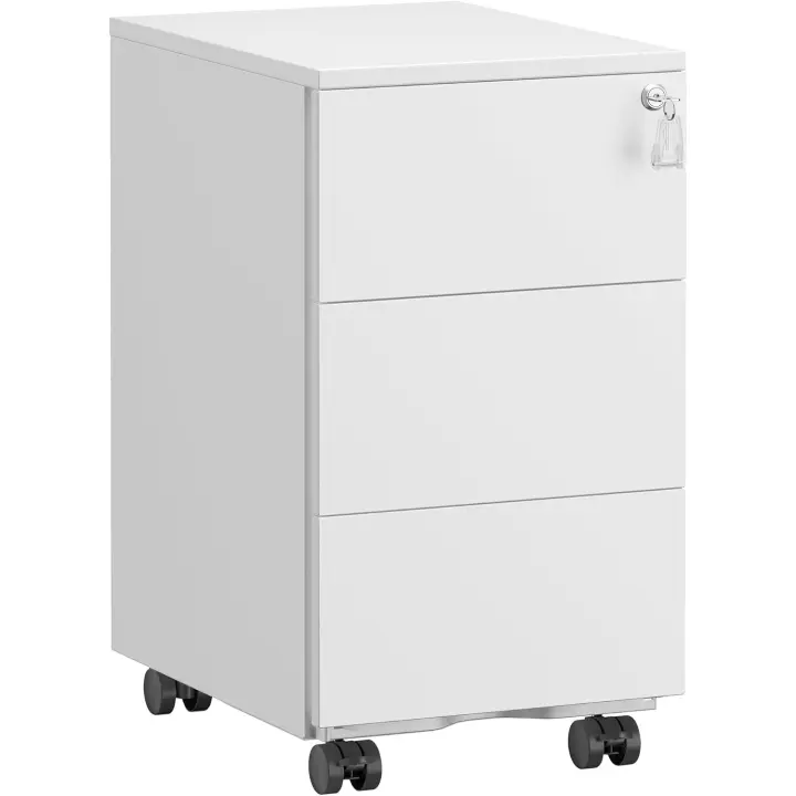 Metálico, Soporte para Impresora, con Cerradura, 3 Cajones, Premontado, Oficina, Oficina Casa, - 1
