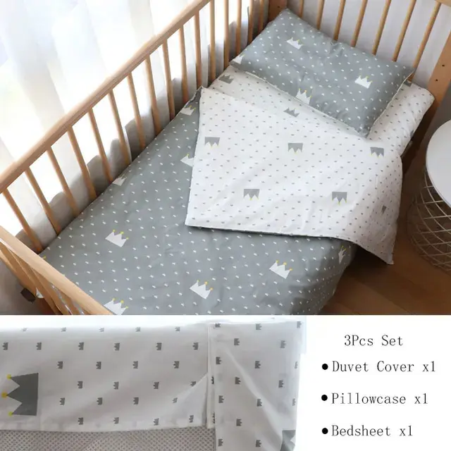 Juego de Ropa de Cuna para Bebé de Algodón Kit de Dormitorio de Niño y Niña con Funda de Edredón, Sábana, Funda de Almohada Decoración de Habitación de Niños - 1