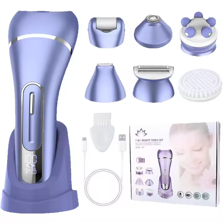 Depiladora para Mujer, Dispositivo de Depilación 7 en 1 para Mujer, Afeitadora eléctrica sin Dolor para Mujer, Recortadora de Bikini, Depiladora de Afeitar Inalámbrica para Línea de Bikini, Cara, Cuerpo, IPX7 Impermeable, Recargable, 2 Velocidades - 1