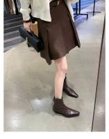 Botas vaqueras retro elegantes con punta en V, tacón grueso arrugado y estilo occidental. - details 11