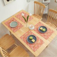 Tapete de mesa duradero con forma de flor y hoja de plátano, tapete de comedor de Dacron multiusos creativo de doble cara, absorbe el agua, Universal, 4 Uds. - details 3