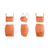 Conjunto de dos piezas para mujer, camisola sexy ajustada con fruncido, moda 2024, muy vendido. - details 42