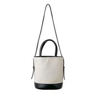 Empalme de lino bolso de cubo versátil color de contraste simple hombro mensajero bolso de mujer bolso - details 1