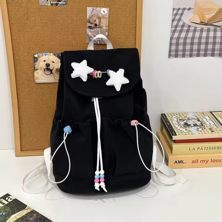 Lindo Mochila de Nylon Estrella de Cinco Puntas Para Niñas, Estudiantes de Secundaria, Bolsos Escolares, Universitarios - 1