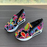 Zapatos de Media Pantorrilla para Mujer Zapatillas de Plataforma de Malla Bordada con Patrón Floral y Punta Redonda a la Moda para Primavera y Otoño Zapatos de Altura Aumentada - details 6