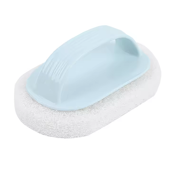 Cepillo de fregado de fibra PP, almohadilla de fregado de limpieza profunda con mango para azulejo de ducha, bañera, fregadero, piscina, esquina de paso, azul - 1