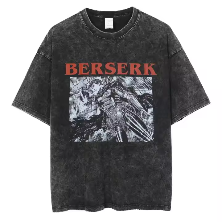Camiseta casual de algodón para hombre estilo Harajuku con estampado de anime japonés y streetwear hip hop manga corta tops de verano - 1