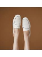 Zapatos de mujer de piel auténtica, nuevos mocasines con punta cuadrada, suela blanda, de piel suave, negros, versátiles, para el trabajo diario, zapatos de mujer - details 4