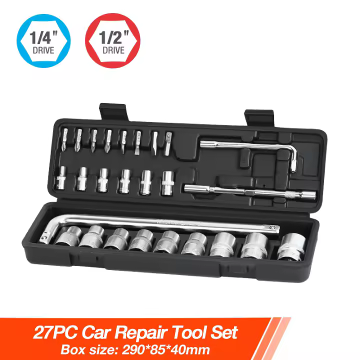 Herramienta de Mano ValueMax Kit de Reparación de Autos Herramientas Mecánicas Universales de 3/8'' 1/2'' 1/4'' DR Set de Enchufes para Reparación en Casa - 1