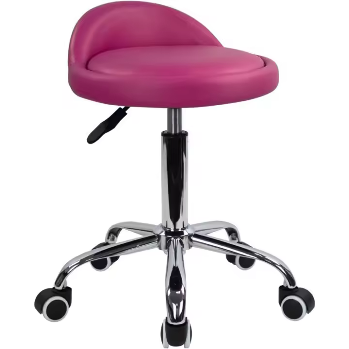 Taburete de Cuero Artificial con Resalto Giratorio con Ruedas Ajustable para Pintar Tatuaje Masaje SPA Tienda - 1
