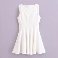 - Moda Primavera Verano 2025 Mujer Vestido Plisado Elegante Cuello Redondo Sin Mangas Dulce Fiesta Espalda Plisada - details 4